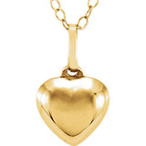 14K Yellow Puffed Heart Youth Pendant