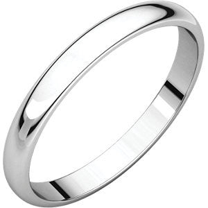 14K White 2.5mm Half Round Light Band