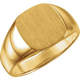 18K Yellow 16mm Men's Signet Ring with Brush Top Finish