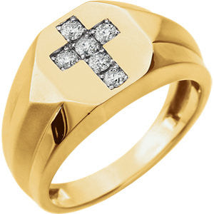 14K Two-Tone 1-4 CTW Diamond Cross Ring