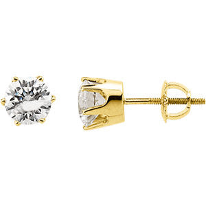 14K Yellow 5.75mm Cubic Zirconia Stud Earrings