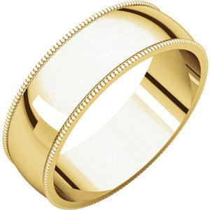 14K Yellow 6mm Light Milgrain Band