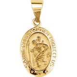 14K White 23.5x16mm Oval St. Christopher Hollow Medal