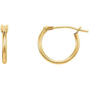 14K Yellow 11.7mm Youth Hoop Earrings with Packaging