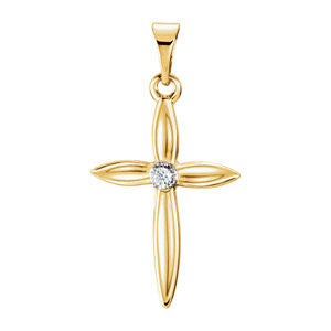 14K Yellow .02 CTW Diamond Cross Pendant