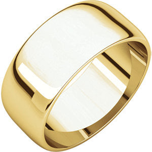 14K Yellow 8mm Half Round Light Band