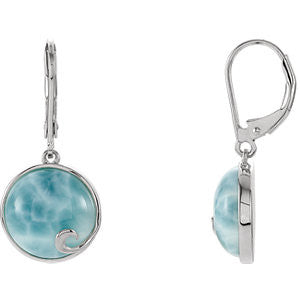 Sterling Silver Larimar Lever Back Earrings