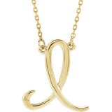 Sterling Silver "F" Script Initial 16" Necklace