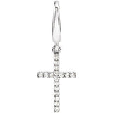 14K White .08 CTW Diamond Petite Cross Charm-Pendant