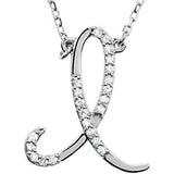 14K White Letter "K" 1-6 CTW Diamond Initial 17" Necklace