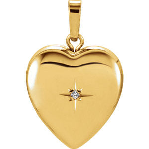 14K Yellow .005 CTW Diamond Heart Shape Locket