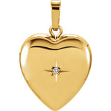 14K Yellow .005 CTW Diamond Heart Shape Locket