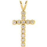 14K Yellow 1-8 CTW Diamond Cross Pendant