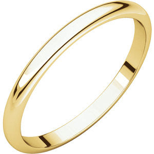 18K Yellow 2mm Half Round Band