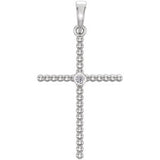 14K Yellow .03 CTW Diamond Beaded Cross Pendant