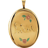 Sterling Silver Oval Mom Locket with Color