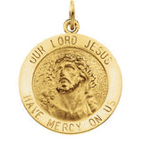 14K Yellow 15mm Round Our Lord Jesus Medal