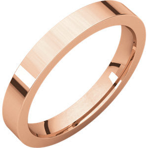 14 K Rose 3mm Flat Comfort Fit Band