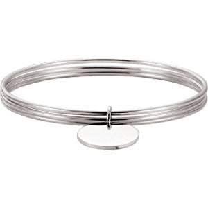 Sterling Silver Triple Bangle Bracelet with Circle Charm