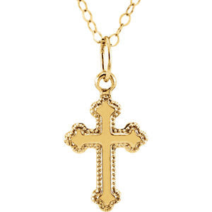 14K Yellow 16x10mm Youth Cross 16" Necklace