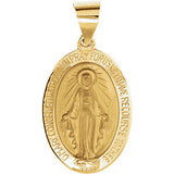 14K Yellow 15x11.5mm Oval Hollow Miraculous Medal