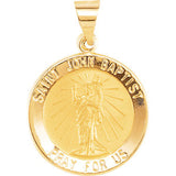 14K Yellow 15mm Round Hollow St. John the Baptist Medal