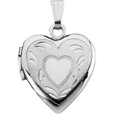 14K White 17.50x14.75mm Heart Locket