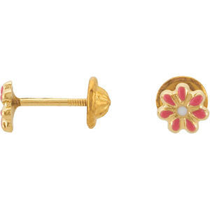 14K Yellow Youth Enameled Floral-Inspired Earrings