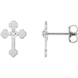 14K Yellow .01 CTW Diamond Cross Earrings