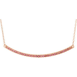 14K Yellow Pink Sapphire Bar 16-18" Necklace