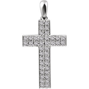 14K Rose 1 CTW Diamond Cross Pendant