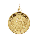 14K Yellow 15mm Sacred Heart of Mary Medal