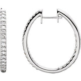 14K White 1 CTW Diamond Hinged Inside-Outside Hoop Earrings