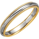 14K White & Yellow 3.5mm Comfort-Fit Milgrain Band Size 5.5