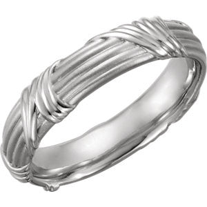 Platinum 6mm Sculptural-Inspired Design Band Size 11