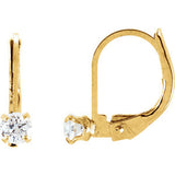 14K Yellow Cubic Zirconia Youth Lever Back Earrings