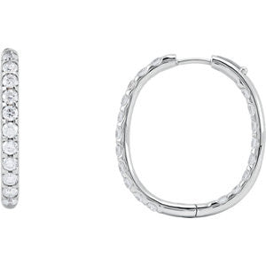 14K White 5 CTW Diamond Inside/Outside Hoop Earrings