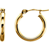 14K Yellow 13mm Tube Hoop Earrings