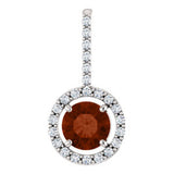 14K White 6.5mm Mozambique Garnet & 1-4 CTW Diamond Pendant