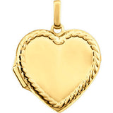 14K White Heart Rope Design Locket