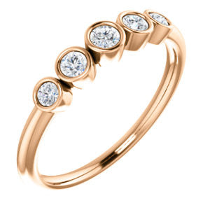 14K Rose 1/4 CTW Diamond Graduated Bezel Set Ring