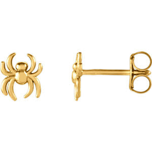 14K White Spider Earrings