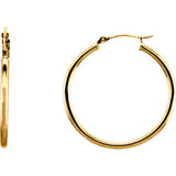 14K Yellow 13mm Tube Hoop Earrings