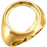 14K White 18mm Men's Coin Ring Mounting