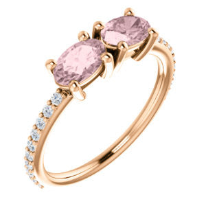 14K Rose Morganite & 1-5 CTW Diamond Ring