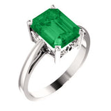 14K White 9x7mm Emerald Scroll Setting® Ring Mounting