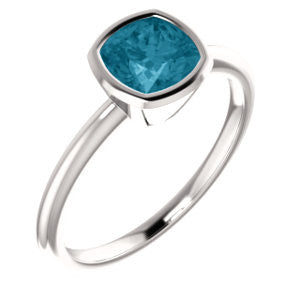 14K White London Blue Topaz Ring