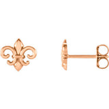 14K White Fleur-De-Lis Earrings