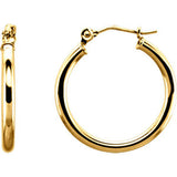 14K Yellow 13mm Tube Hoop Earrings