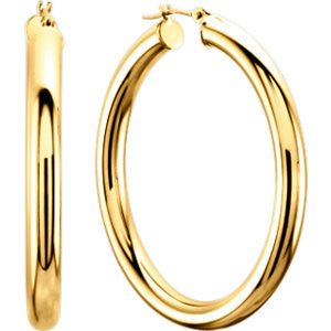 14K Yellow 20mm Tube Hoop Earrings